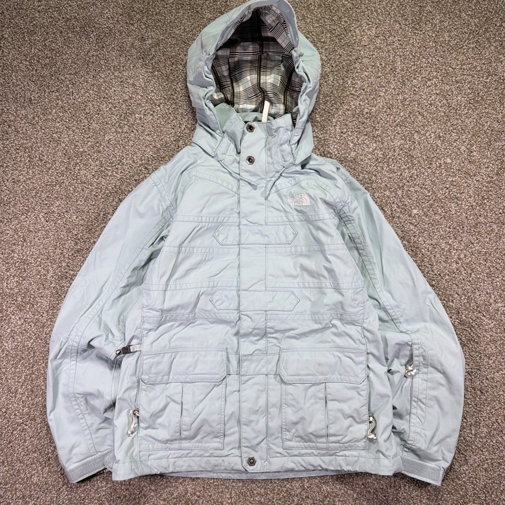 Women's Vintage The North Face Baby Blue Hyvent Hooded Jacket Rare Style